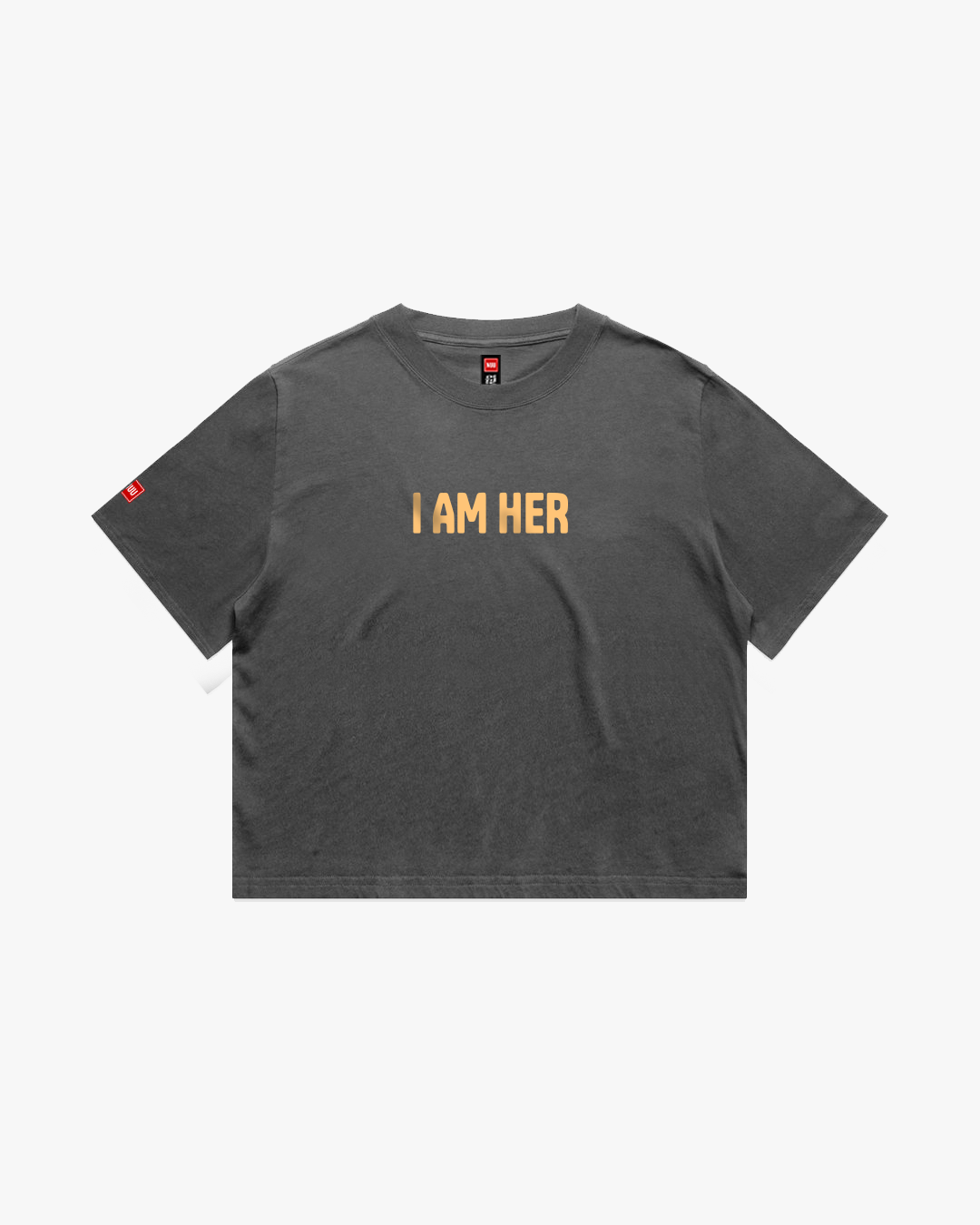 I AM HER Cropped Tee - Faded Black