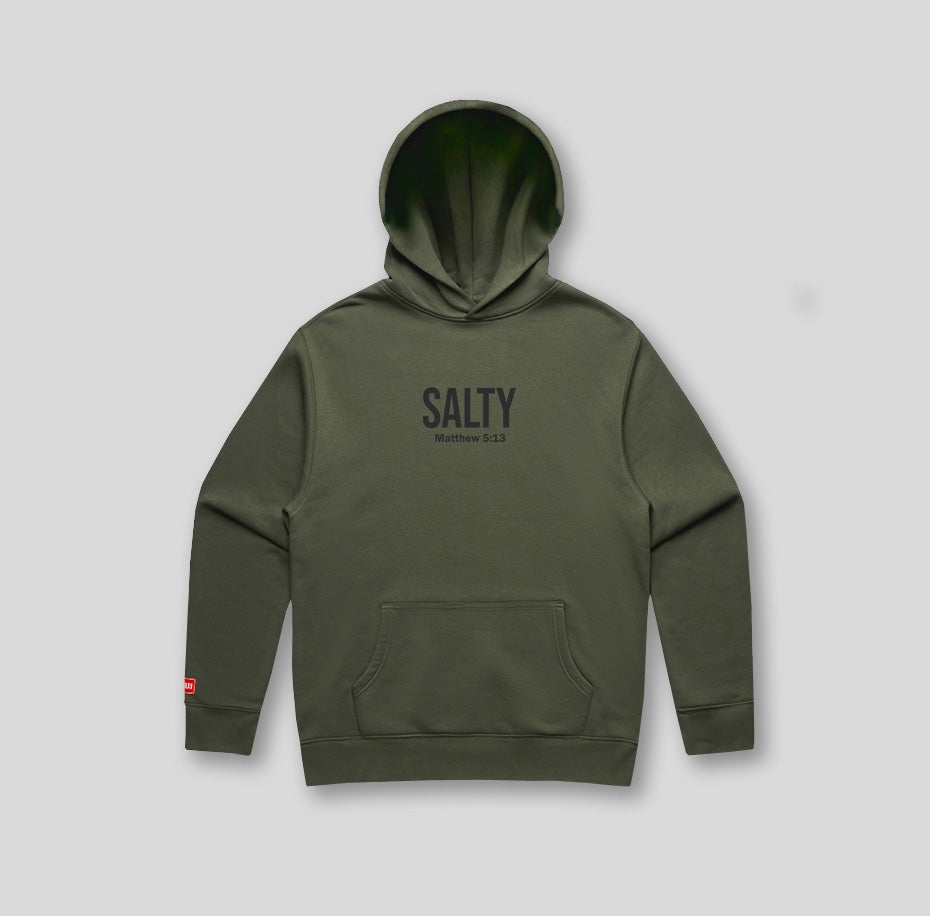 Salty - Fleece Hooded Pullover (Olive)