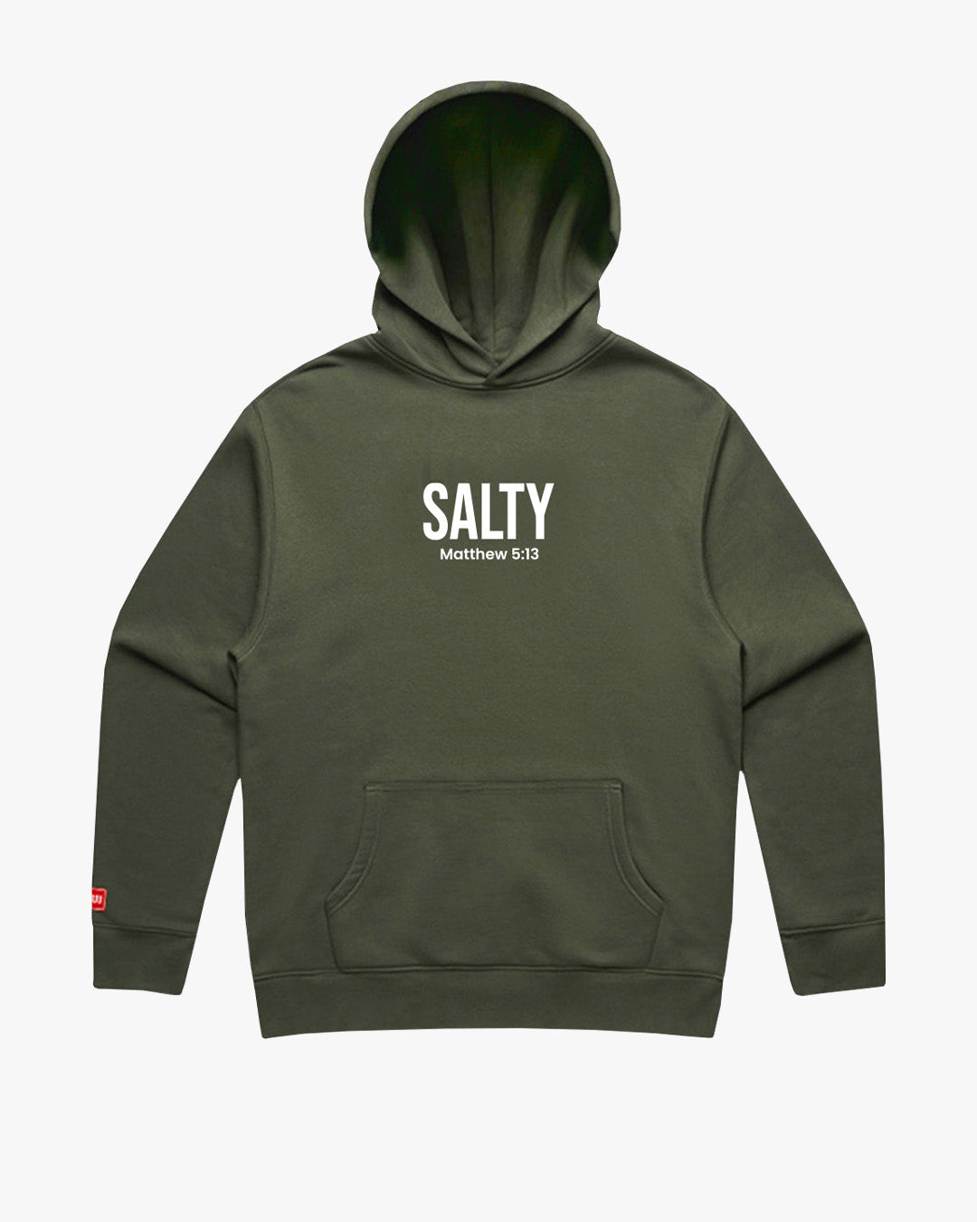 Salty Fleece Hoodie - Olive/White